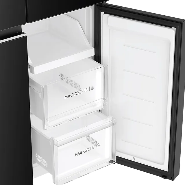 Haier 520 Litres 3 Star Frost Free French Door Convertible Refrigerator with Colorful Digital Display Panel (HRB-600KGU1, Black Glass) (OPENBOX)