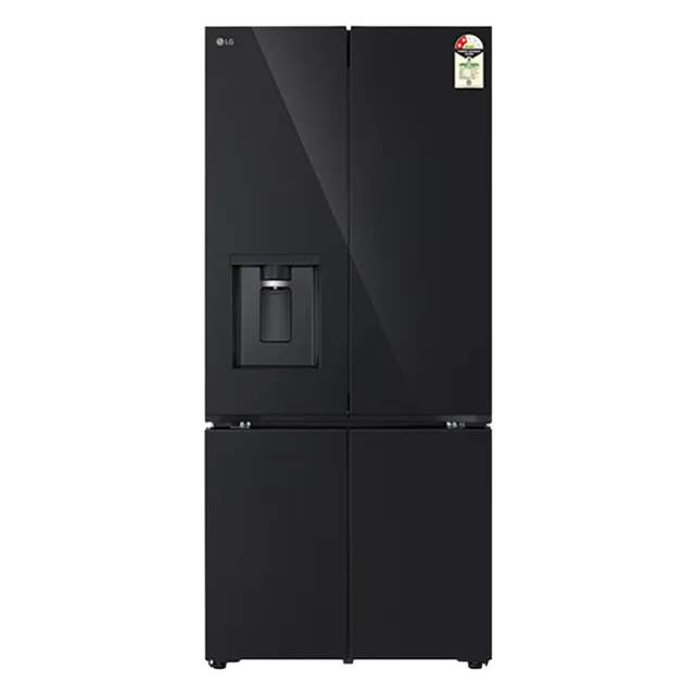 LG 605 Litres 2 Star Frost Free French Door Smart Wifi Enabled Refrigerator with Automatic Ice Maker (GV-F25FFGHB, Black Glass)-OPEN BOX