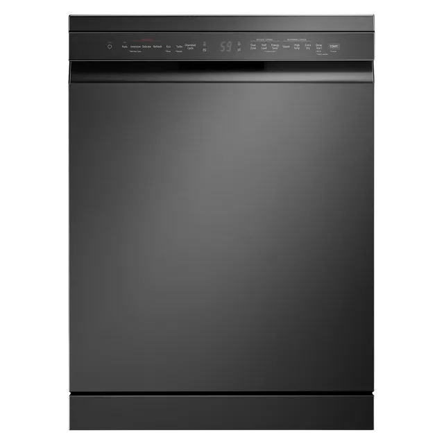 LG 15 Place Settings Free Standing Smart Dishwasher with Front Control Panel (No Pre-rinse Required, Matte Black)-OPEN BOX