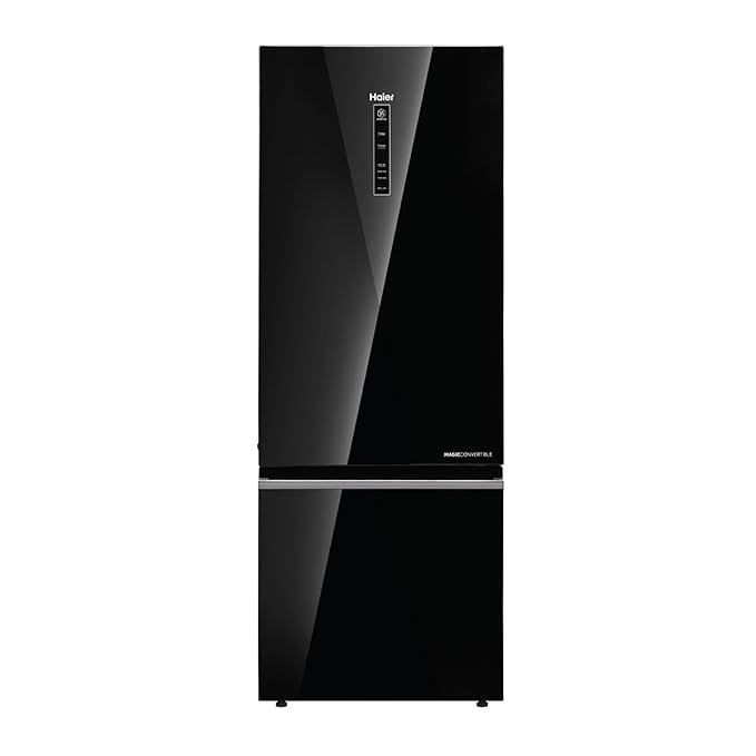 Haier 325L 2 Star Frost Free Bottom Mount Refrigerator|Premium Black Glass|Convertible 14-in-1|Jhukn(OPENBOX)