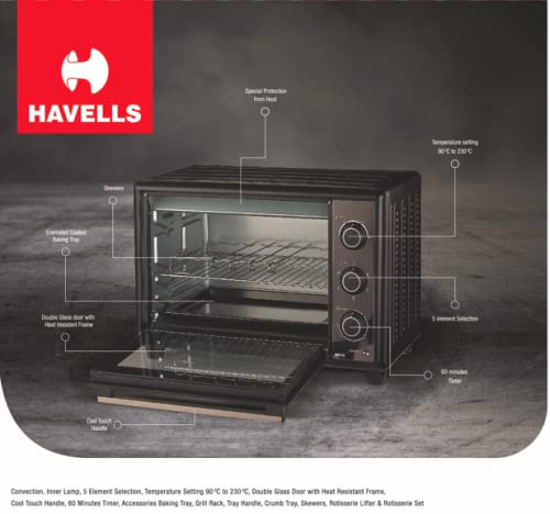 Havells 48RC 1800W Oven Toaster Grill (Black) (OPENBOX)