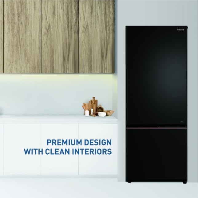 Panasonic 357L 2 Star Prime Convertible AI Econavi 6-Stage Smart Inverter Frost-Free Double Door Bottom Mount Refrigerator (NR-BK418BQKN, Diamond Black) (OPENBOX)