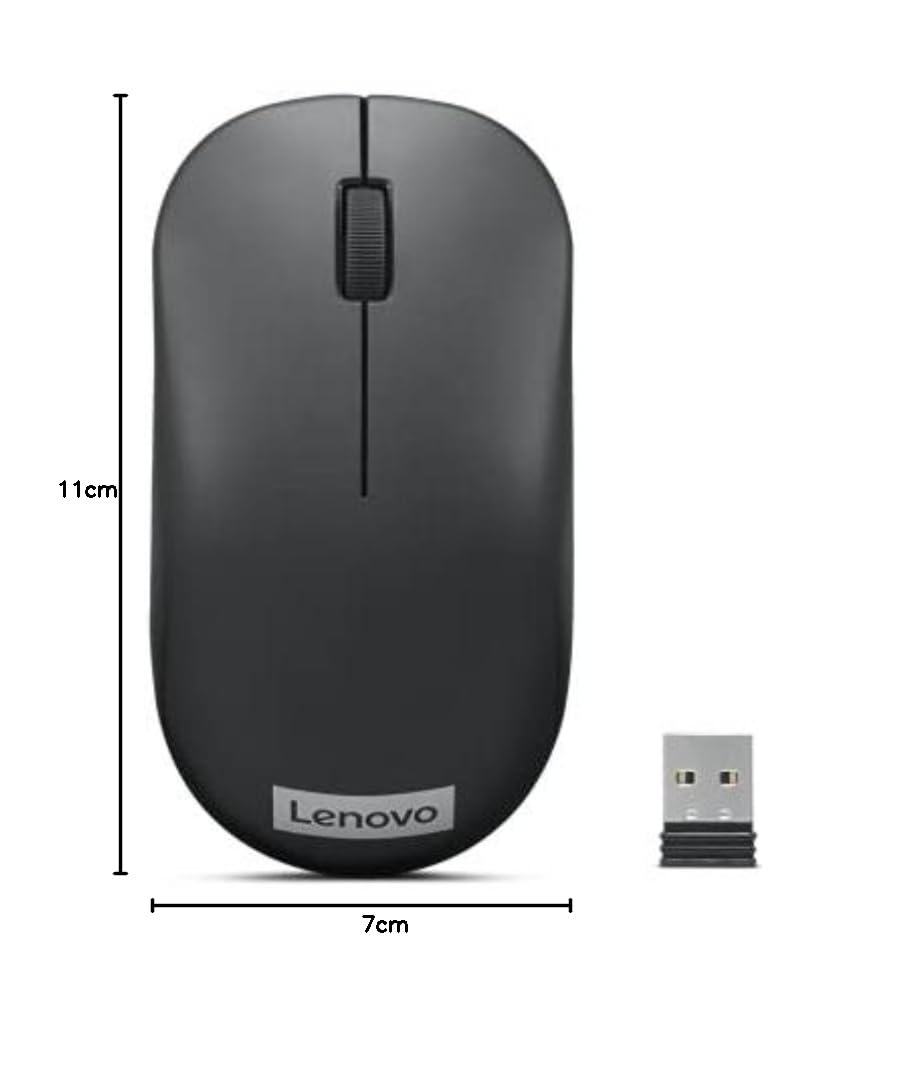 Lenovo 130 Wireless Compact Mouse, 1K DPI Optical sensor, 2.4GHz Wireless NanoUSB, 10m range, 3button(left,right,scroll) upto 3M left/right clicks, 10 month battery, Ambidextrous, Ergonomic (OPENBOX)