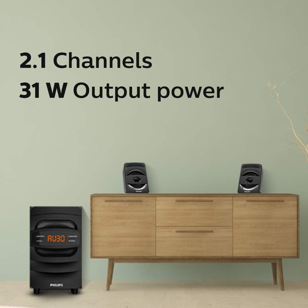 PHILIPS Audio MMS2625B 2.1 Channel, Bluetooth connectivity, Wired Multimedia Computer Speaker - Black (OPENBOX)