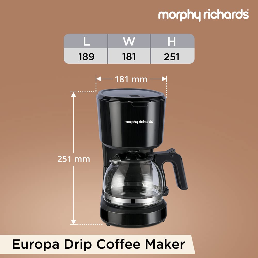 Morphy Richards Europa Drip Espresso Coffee Machine For Home|600W Drip Coffee Maker|Anti-Drip Function|Dry Heat Protection| (OPENBOX)