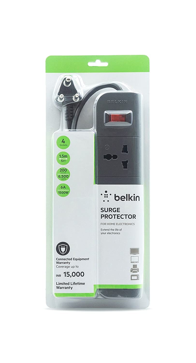 Belkin 4-Outlet Surge Protector (1.5M Cord, Grey) (OPENBOX)