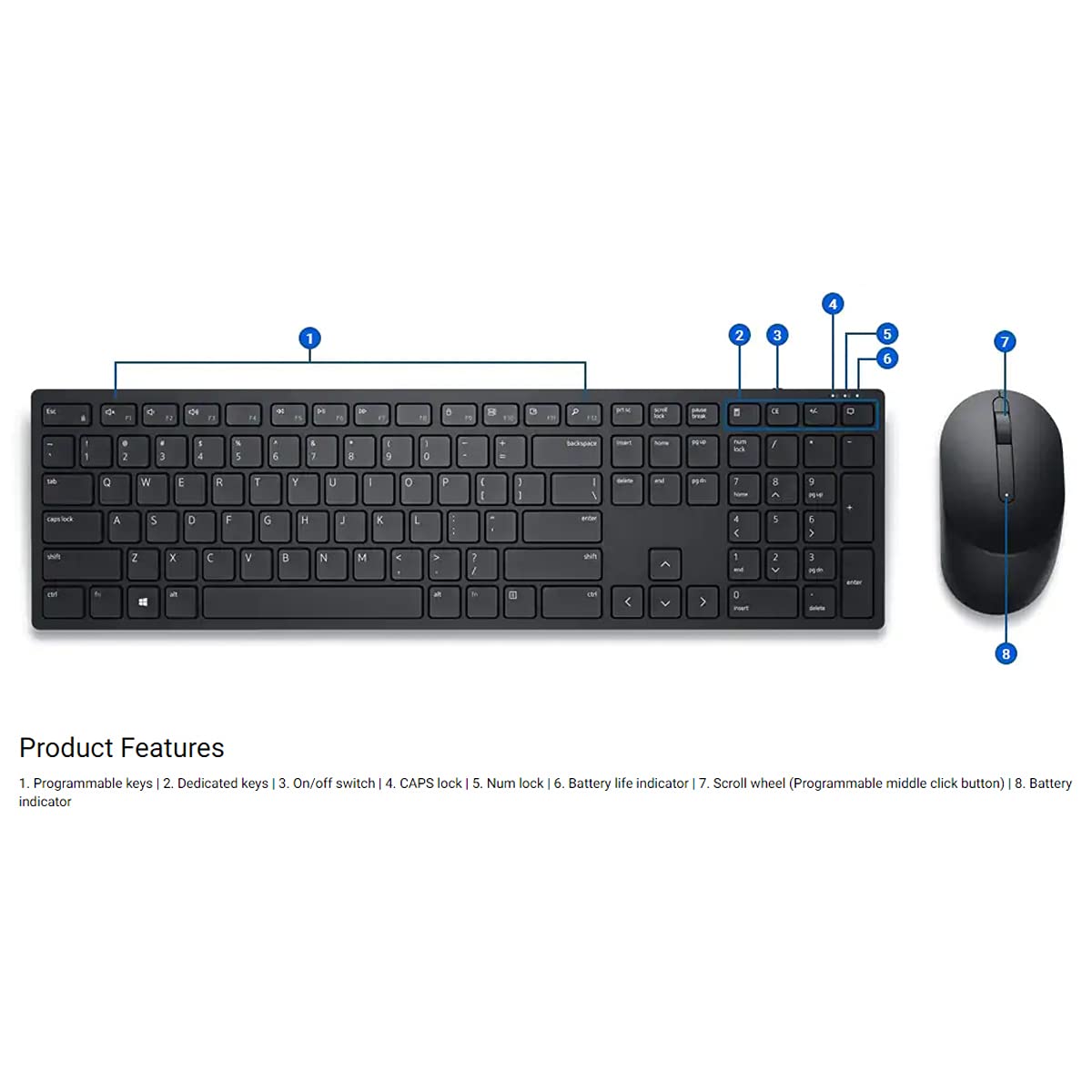 Dell Pro Wireless Keyboard and Mouse Combo (KM5221W, Black) (OPENBOX)