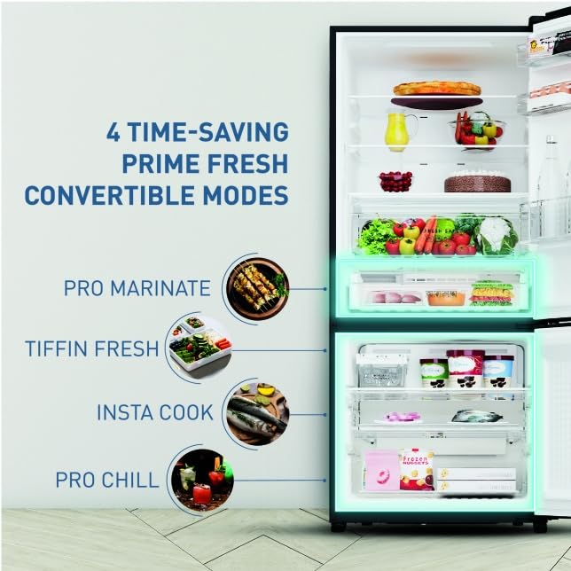 Panasonic 357L 2 Star Prime Convertible AI Econavi 6-Stage Smart Inverter Frost-Free Double Door Bottom Mount Refrigerator (NR-BK418BQKN, Diamond Black) (OPENBOX)