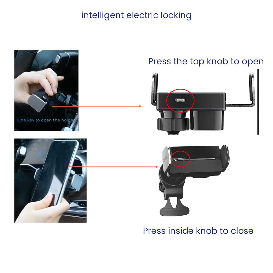 stuffcool Tener Pro Car Mount for Mobile (Intelligent Electric Lock, Black) (OPENBOX)