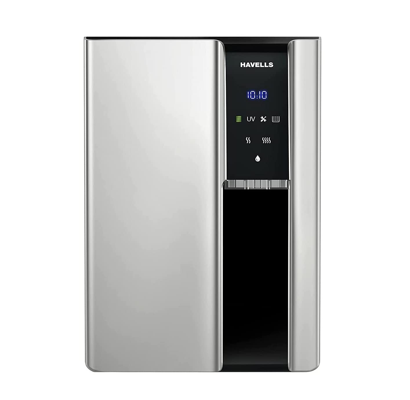 Havells Gracia Alkaline Water Purifier (Silver & Black), RO+UV+Alkaline, Hot, Warm & Ambient Water, Copper+Zinc, 8 Stage Purification, 7.5L SS Tank, Suitable for Borwell, Tanker & Municipal Water (OPENBOX)