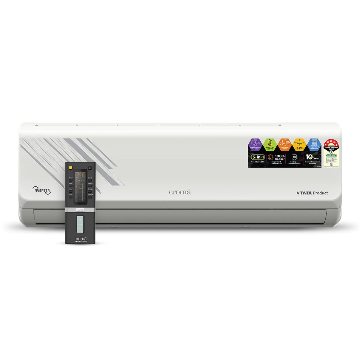 Croma 1.5 Ton 5 Star Inverter Split AC (Model: CRLA018INF255305) (OPENBOX)