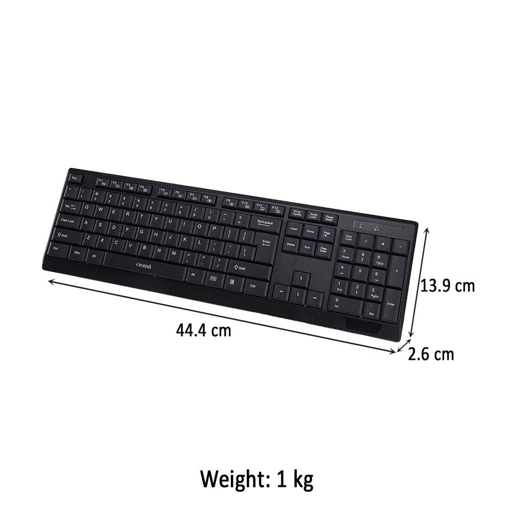 Croma Wireless Keyboard and Mouse Combo (Model: CRXM5104) (OPENBOX)