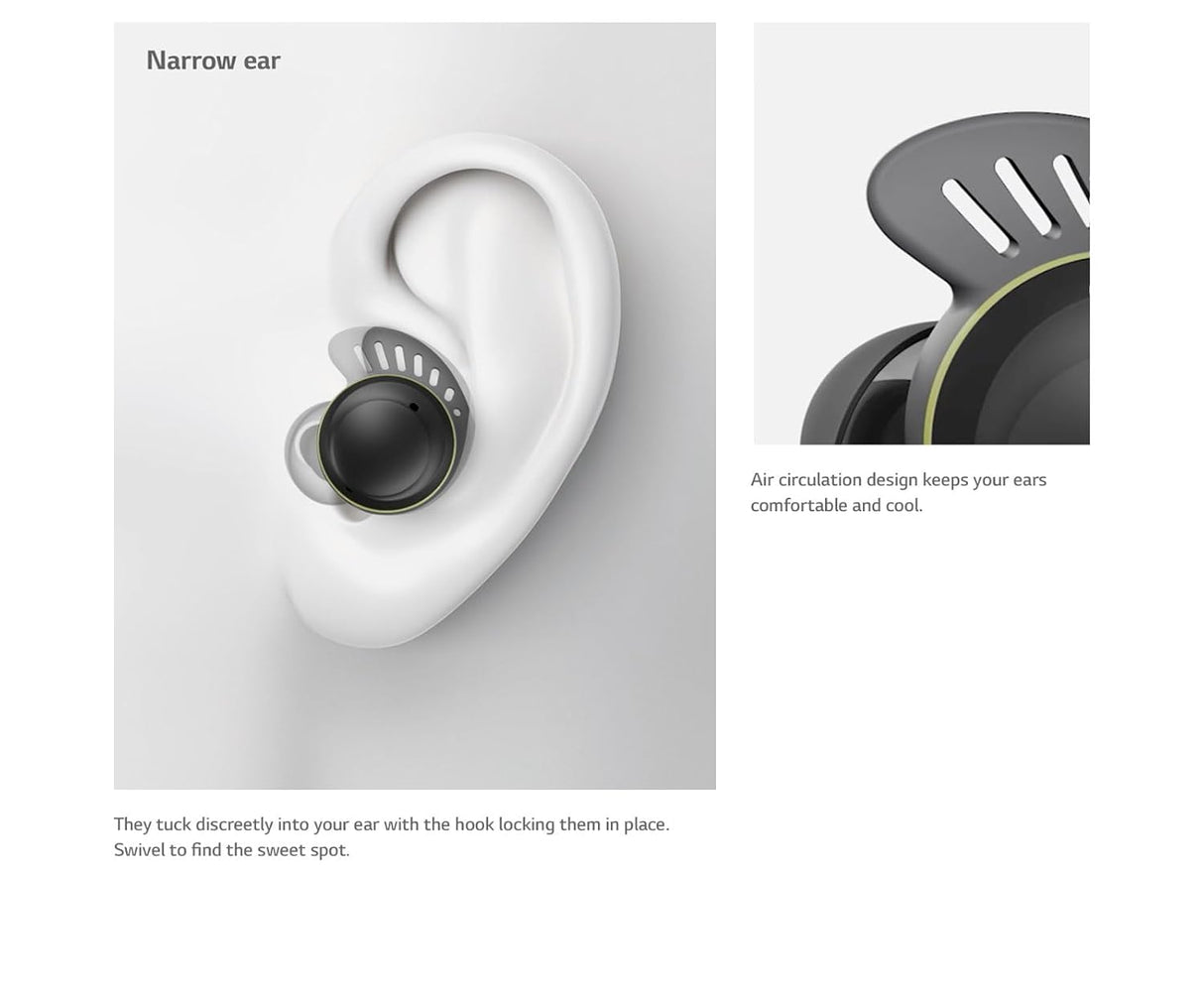 LG TONEFree Fit TF7Q True Wireless Earbuds, Active Noise Cancellation, IP67, 3D Sound Stage, UV Nano, Game Mode, 30 Hour Battery, Swivel fit Technology(OPENBOX)