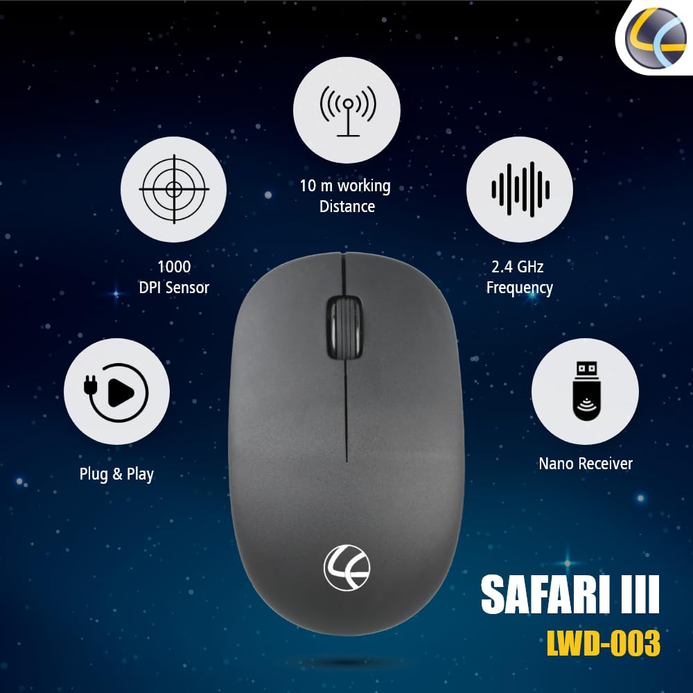 Safari III Wireless Mouse Black (LWM-003) (OPENBOX)