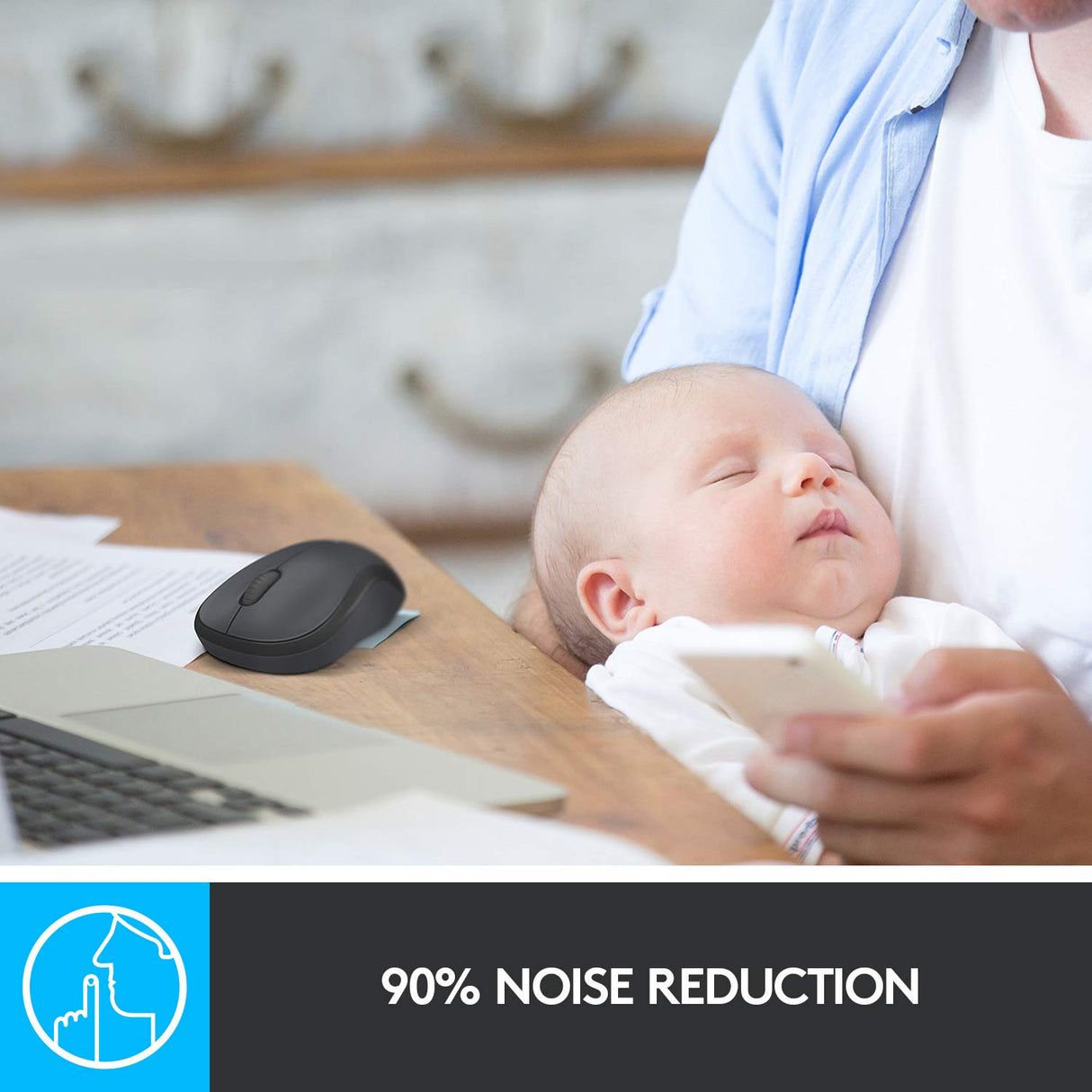 Logitech M221 Wireless Mouse, Silent Buttons, 2.4 GHz with USB Mini Receiver, 1000 DPI Optical Tracking, 18-Month Battery Life, Ambidextrous PC/Mac/Laptop - Charcoal Grey (OPENBOX)