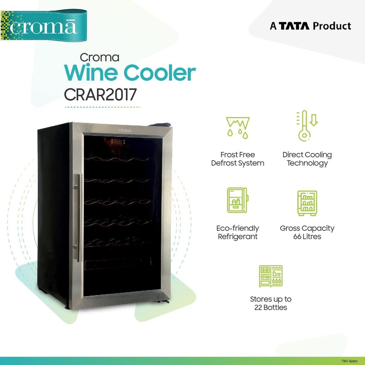 Croma 66 Litres Wine Cooler (Model: CRAR2017) (OPENBOX)
