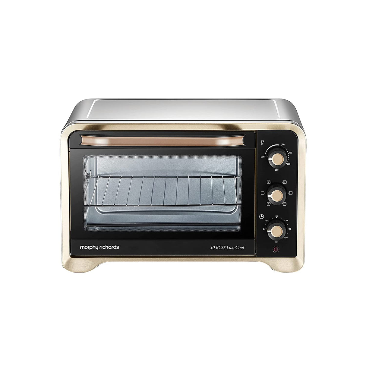 Morphy Richards 30Rcss Otg Oven For Kitchen|30 Litre Oven Toaster Griller|Convection Fan&Rotisserie Function|Stainless Steel Oven|Temperature Control|2-Yr Warranty By Brand|Gold&Black,1600 Watts (OPENBOX)