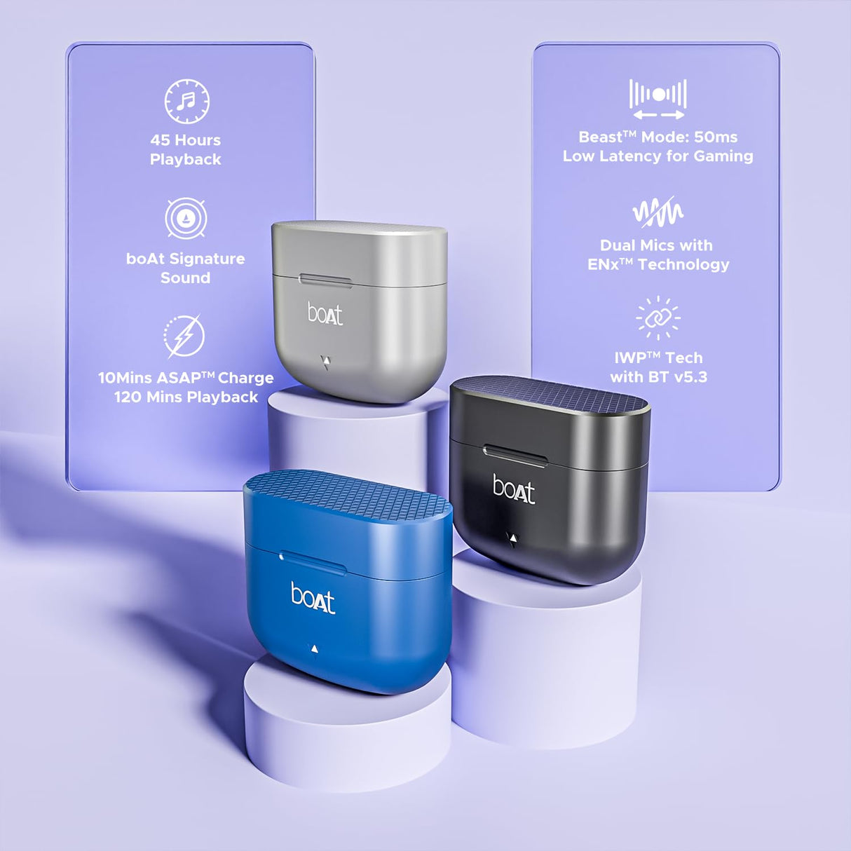 boAt Airdopes 91, 45HRS Battery, 50ms Low Latency, ENx Tech, Fast Charge, IPX4, IWP Tech, v5.3 Bluetooth Earbuds, TWS Ear Buds Wireless Earphones with mic (Active Black) (OPENBOX)