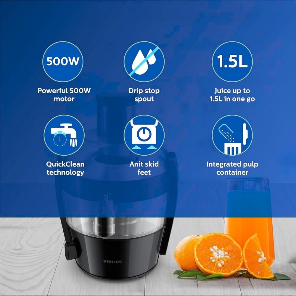 Philips HR1832/00 Centrifugal Juicer Fruits & Vegetables, 1.5L Capacity- OPEN BOX