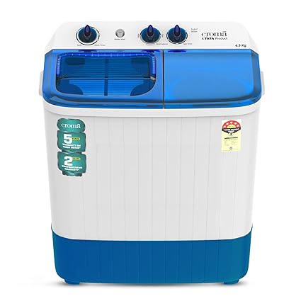 Croma 6.5 kg 5 Star Semi Automatic Washing Machine with Spiral Pulsator (CRLW065SMF202351, Blue) (OPENBOX)