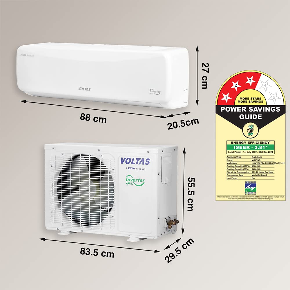 Voltas 1.5 Ton 3 Star Inverter Split AC (Model: 183V Vectra Pearl Marvel) (OPENBOX)