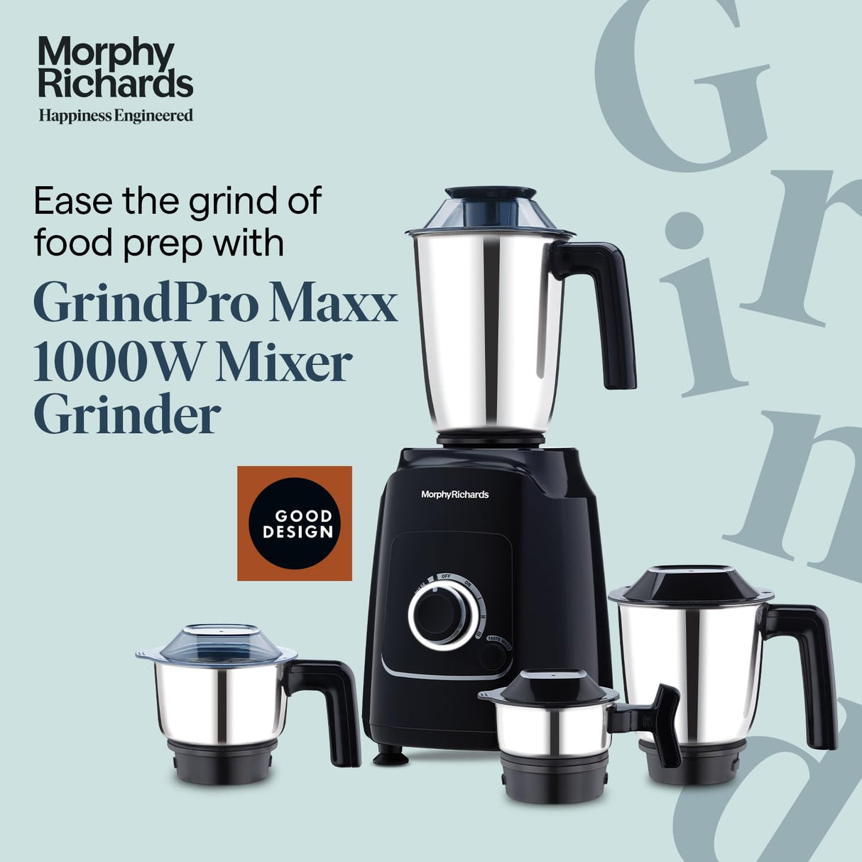 Morphy Richards Grindpro Maxx 4 Jar 1000W Mixer Grinder, Black (OPENBOX)