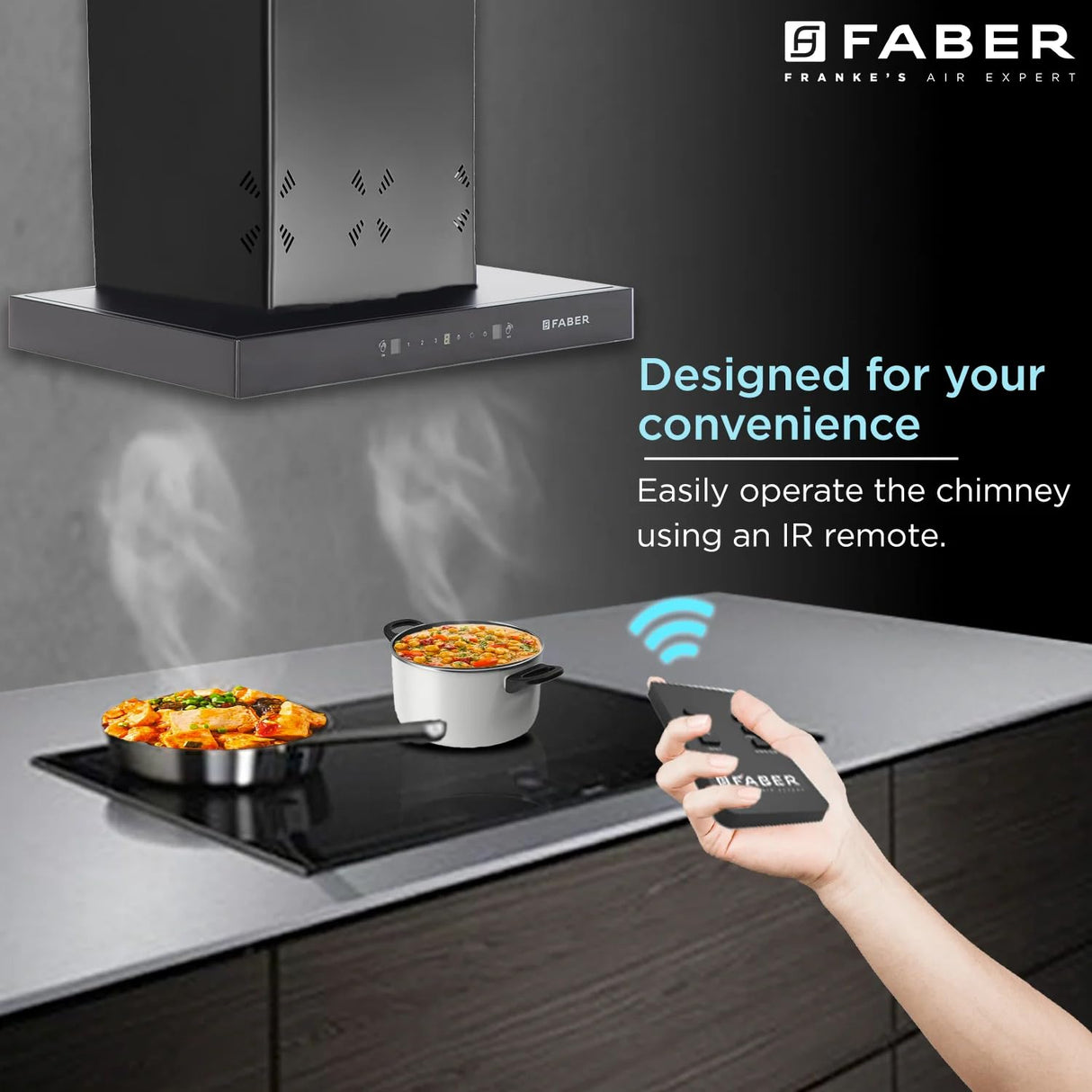 FABER Hood Cygnus IN 3D HC SC FL BK 60cm 1350m3/hr Ducted Auto Clean Wall Mounted Chimney with Odor Sensor (Black) (OPENBOX)