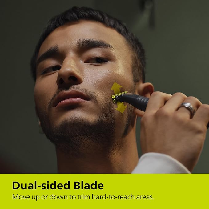 Philips One Blade Face Hybrid Trimmer & Shaver for Men| Best Zero Trim For Face| No Skin Irritation as Blade Never Touches Skin| Dual Protection Technology| Designed for GenZ|2year Warranty,QP1424/10 (OPENBOX)