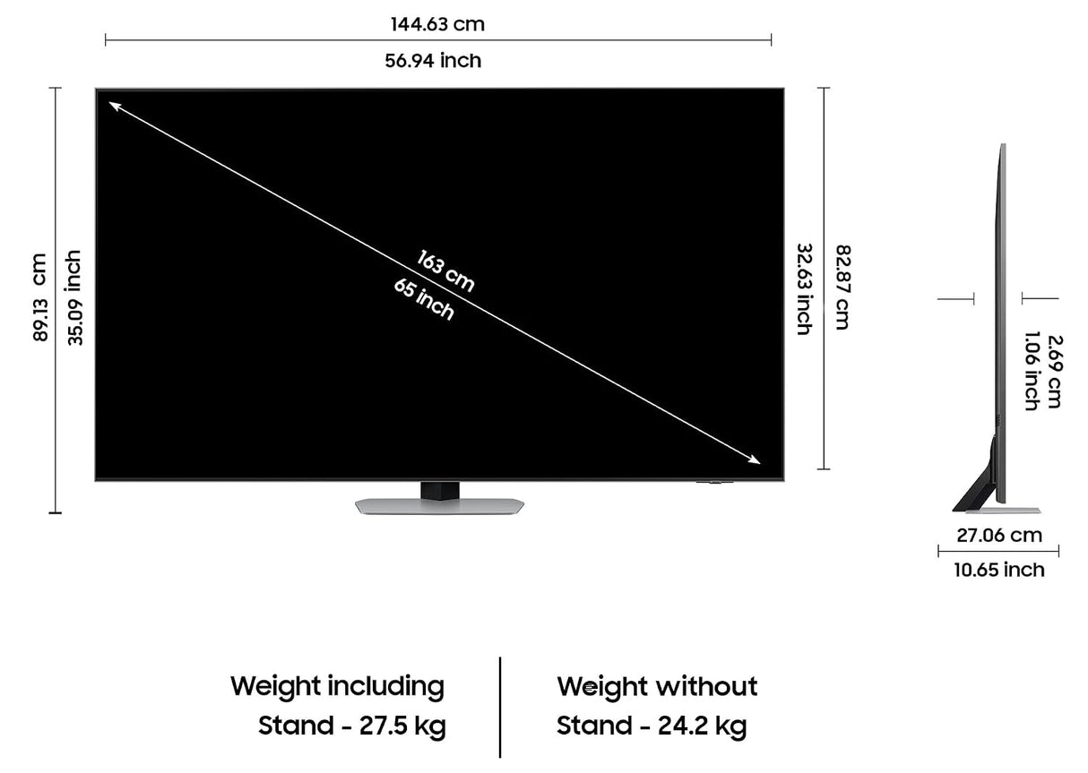 Samsung 163 cm (65 inches) 4K Ultra HD Mini LED AI Smart Neo-QLED TV QA65QN90DAULXL (Carbon Silver)-OPEN BOX
