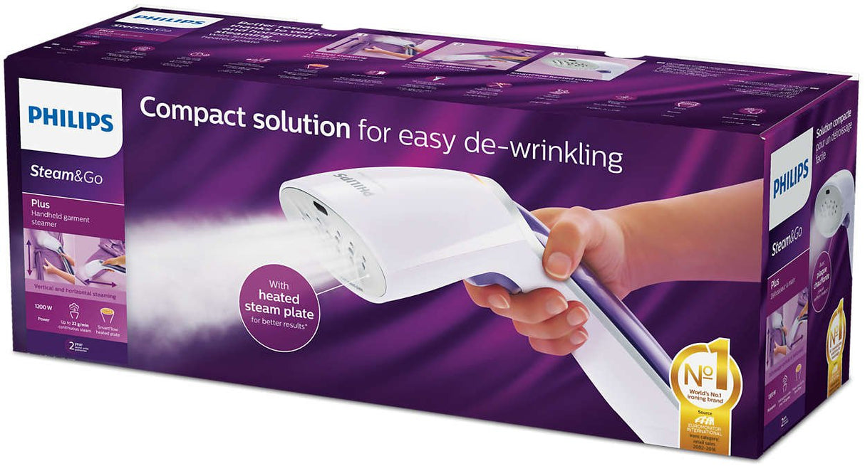 Philips Handheld Garment Steamer GC360/30 - Vertical & Horizontal Steaming, 1200 Watt, up to 22g/min steam, Kills 99.9%* Bacteria (OPENBOX)