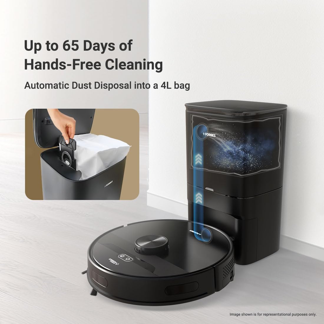 Eureka Forbes SmartClean, 5000Pa HyperSuction Robotic Vacuum Cleaner with Auto Bin (65 Days- OPEN BOX