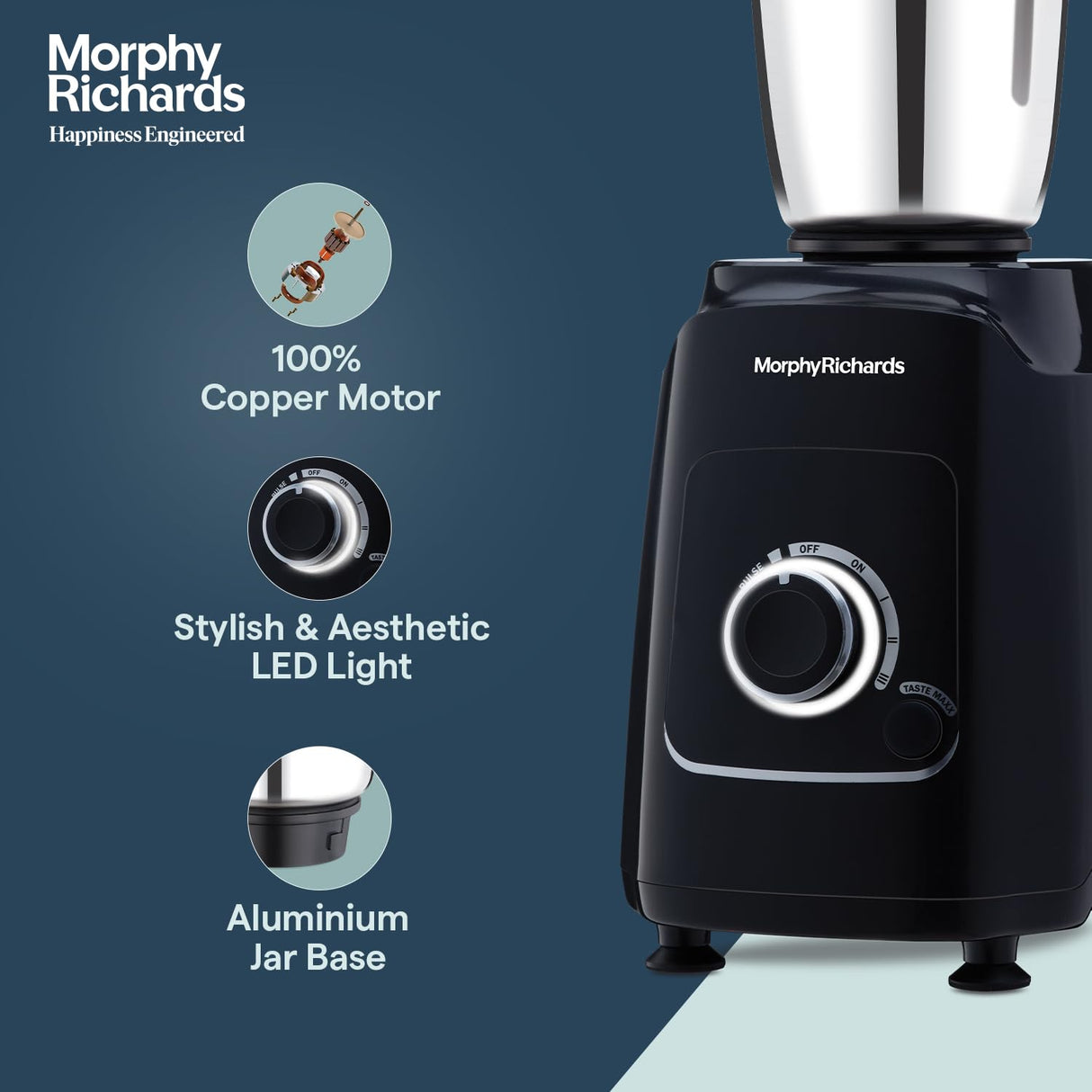 Morphy Richards Grindpro Maxx 4 Jar 1000W Mixer Grinder, Black (OPENBOX)