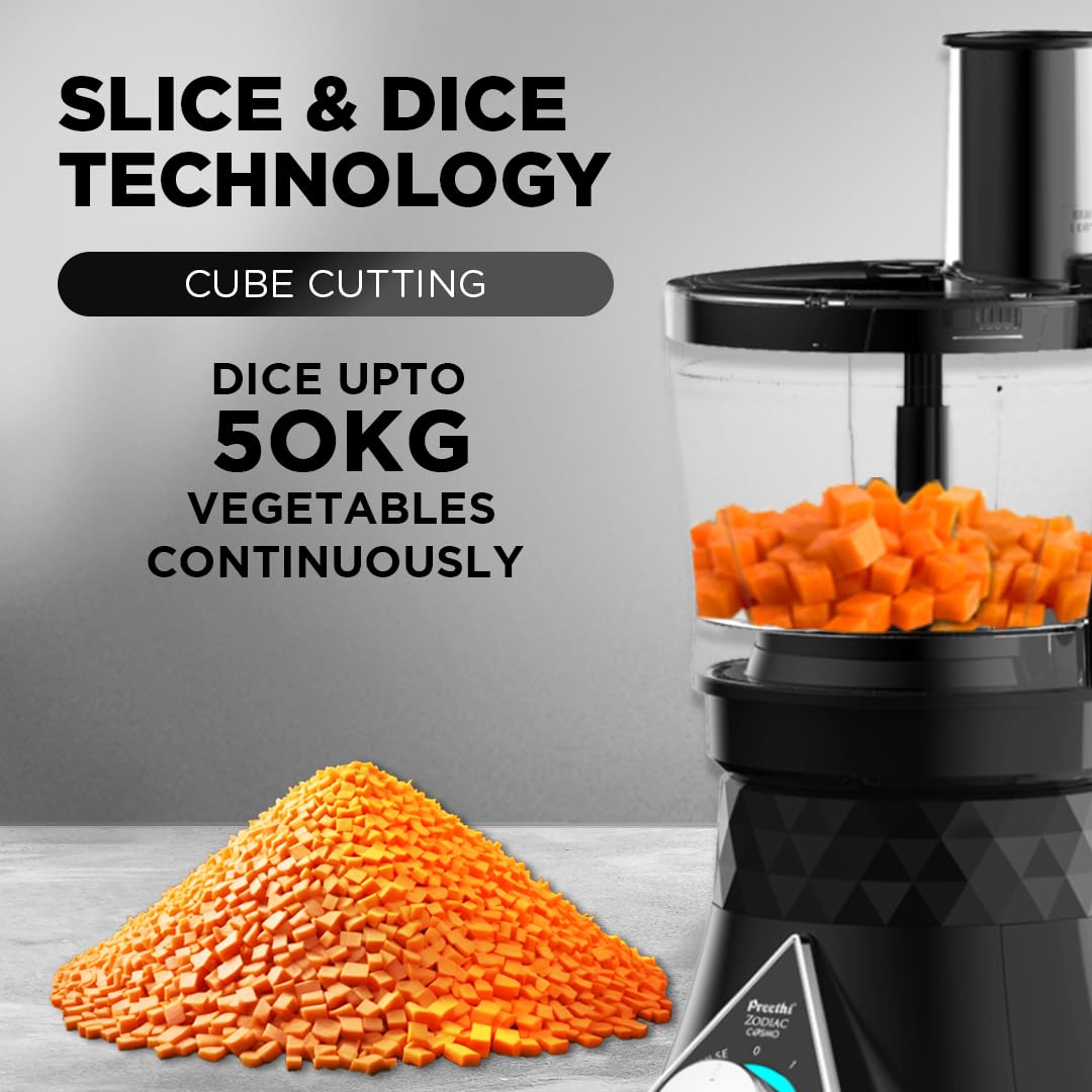 Preethi Zodiac Cosmo MG236 Mixer Grinder 750 watt with 5 Jars Includes Super Extractor juicer Jar & Master Chef + Food Processor Jar, Black (OPENBOX)