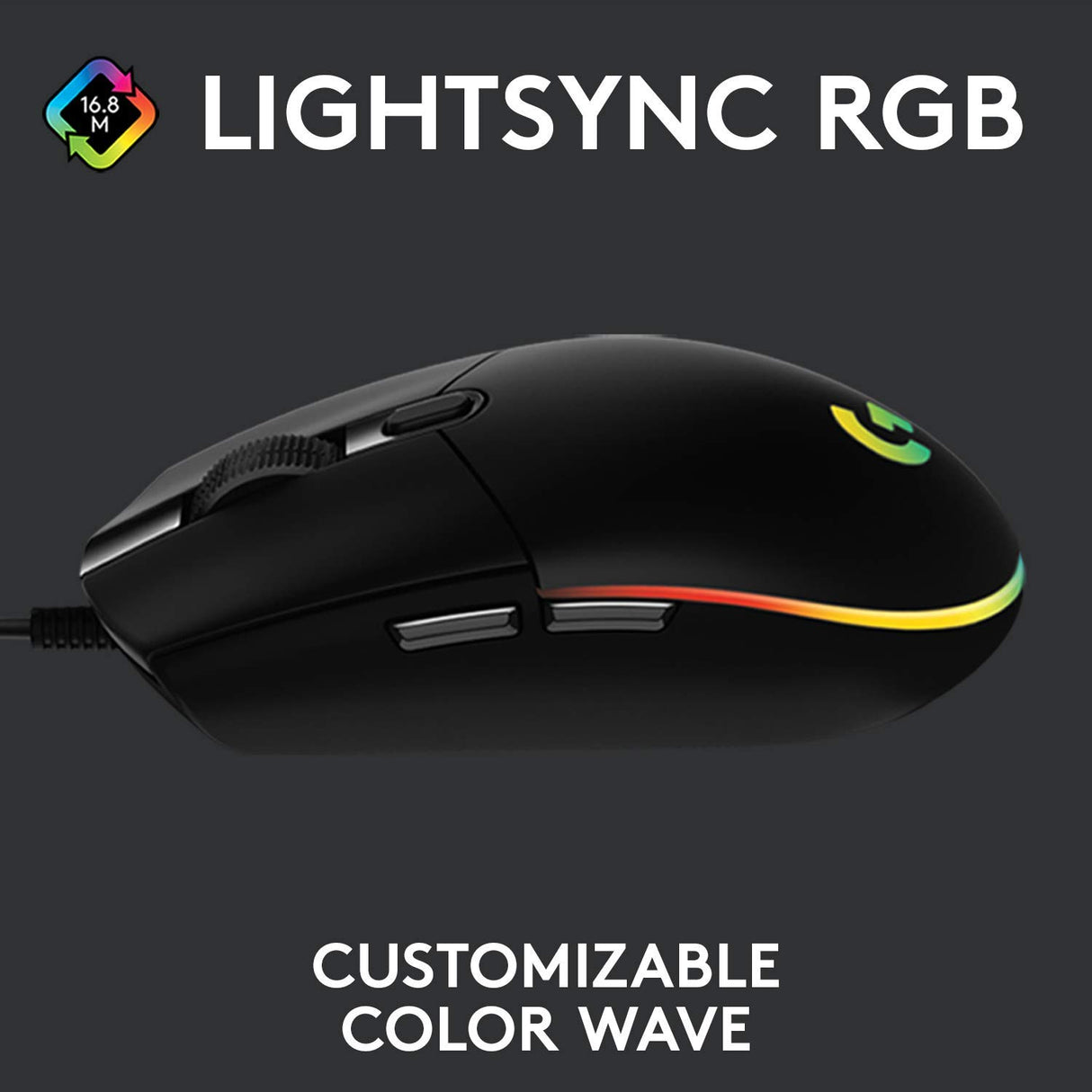 Logitech G102 USB Light Sync Gaming Mouse with Customizable RGB Lighting, 6 Programmable Buttons, Gaming Grade Sensor, 8K DPI Tracking, 16.8mn Color, Light Weight - Black (OPENBOX)