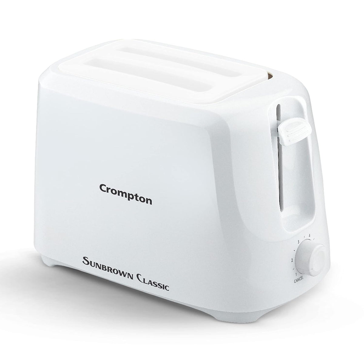 Crompton SunBrown Classic Pop-up Toaster 700W with Removable Crumb Tray | 6 Browning Levels with Cancel Function | Dust Cover Plate | White Cool Touch Body - OPEN BOX