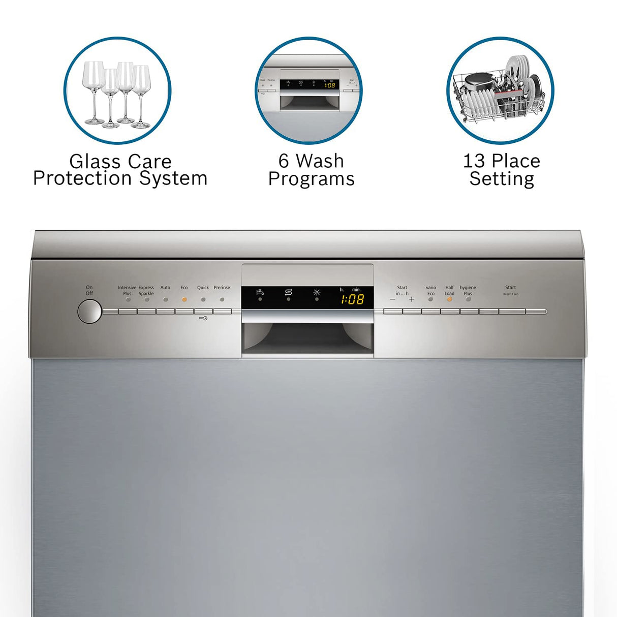 Siemens 13 Place Settings Free Standing Dishwasher (Model: SN256I01GI, Silver) (OPENBOX)