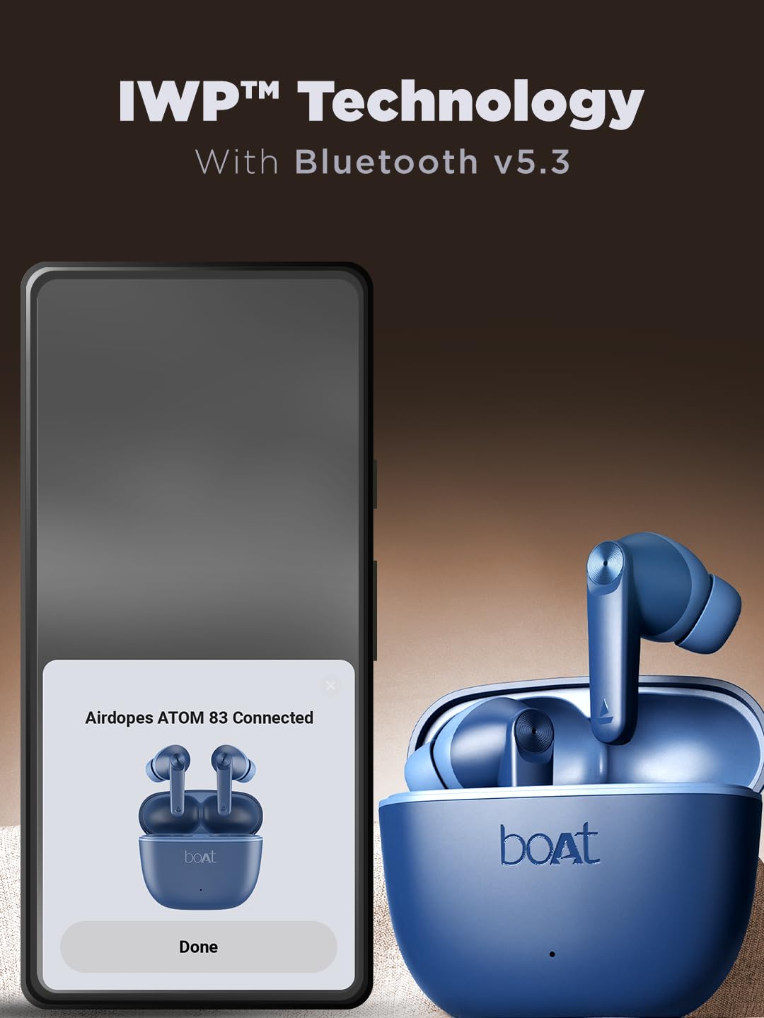 boAt Airdopes Atom 83 in Ear Earbuds(Bold Blue) (OPENBOX)