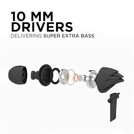 Boat BassHeads 100 in-Ear Headphones with Mic (Black) (OPENBOX)