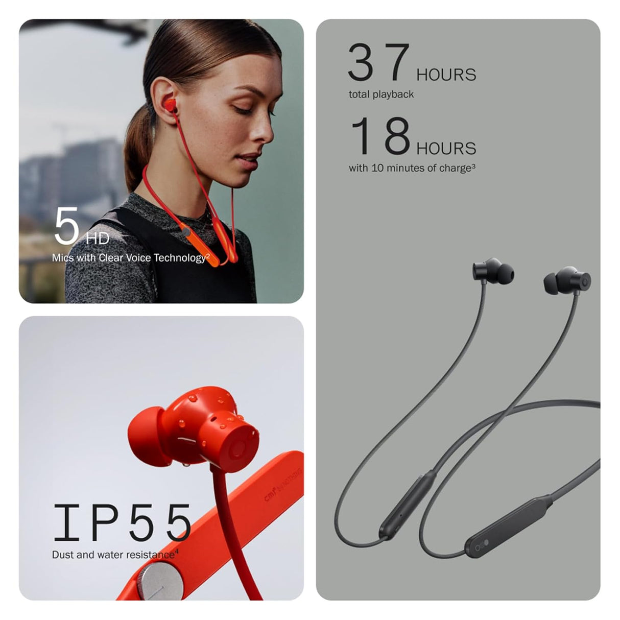 CMF BY NOTHING Neckband Pro Bluetooth In-Ear Headphones,50Db Hybrid Active Noise Cancelling Earbuds With 5 Hd Mics,Ip55 Bt5.3 37Hrs Long Play Time Dual Device Connection Neckband Headphones-Dark Grey (OPENBOX)