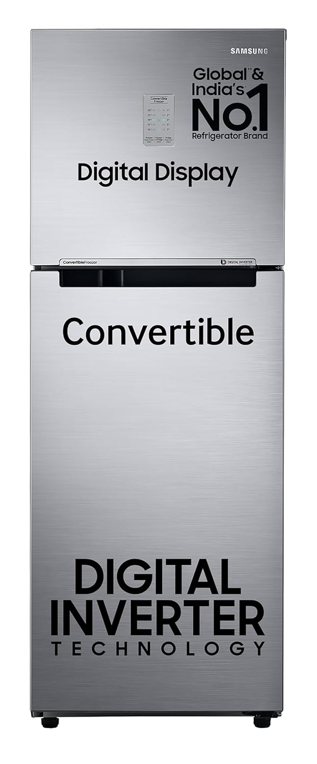 Samsung 236 L, 3 Star, Convertible, Digital Inverter with Display Frost Free Double Door Refrigerator (RT28C3733S8/HL, Silver, Elegant Inox, 2024 Model) (OPENBOX)