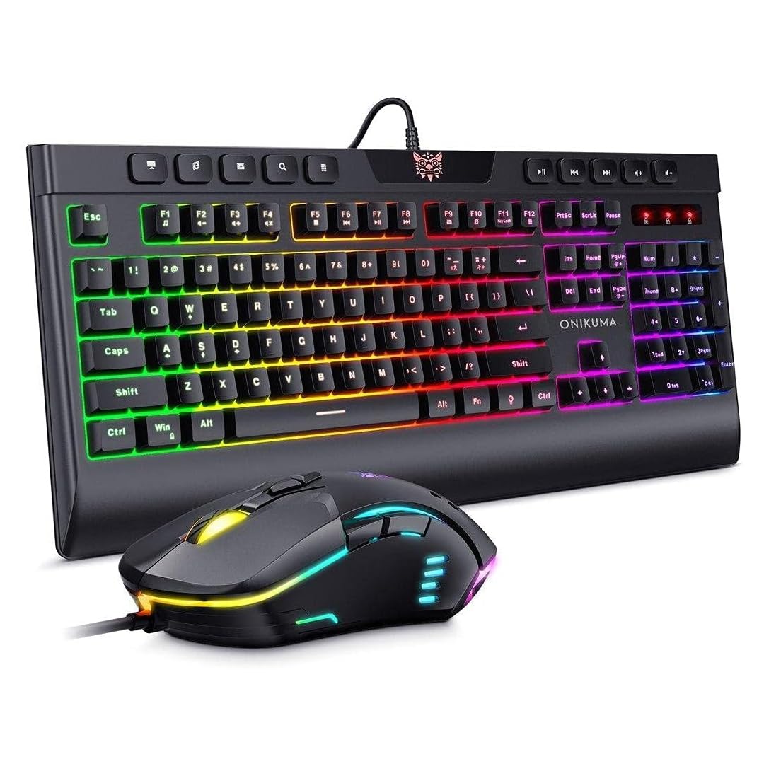 ONIKUMA G21 Plus Wired Gaming Keyboard & Mouse Combo (6400 DPI Adjustable, Waterproof Splash Design, Black) (OPENBOX)