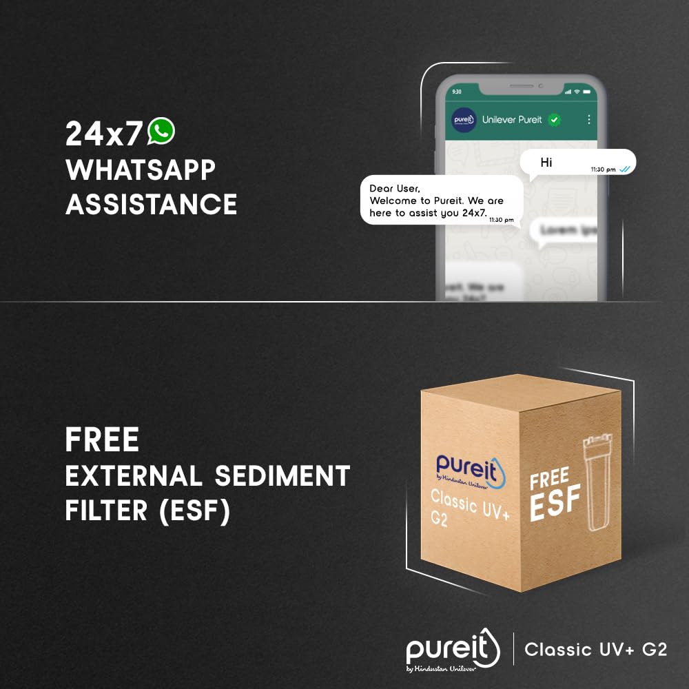 HUL Pureit Classic G2 UV+ Water Purifier - White (Not suitable for Borewell or Tanker Water) (OPENBOX)