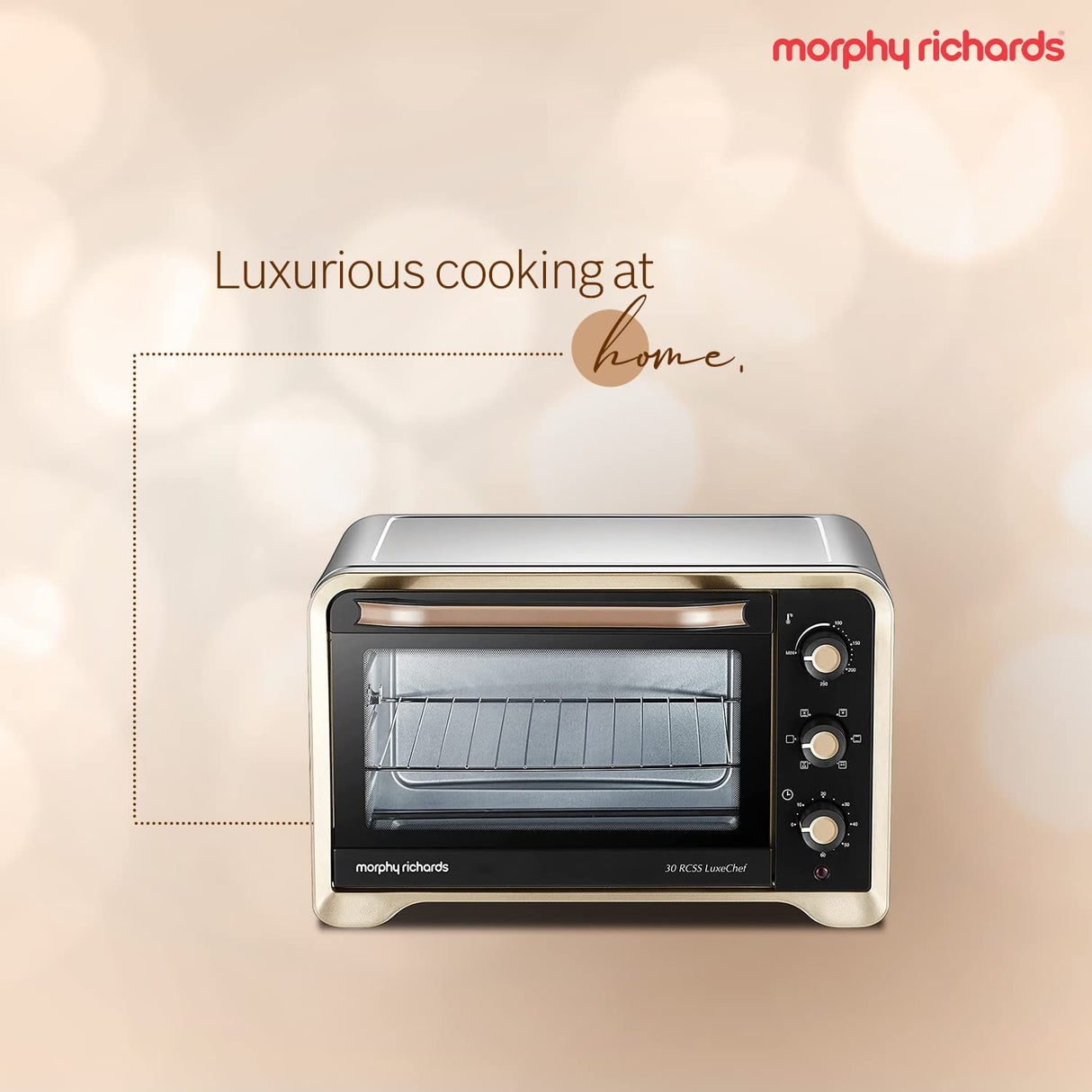 Morphy Richards 30Rcss Otg Oven For Kitchen|30 Litre Oven Toaster Griller|Convection Fan&Rotisserie Function|Stainless Steel Oven|Temperature Control|2-Yr Warranty By Brand|Gold&Black,1600 Watts (OPENBOX)