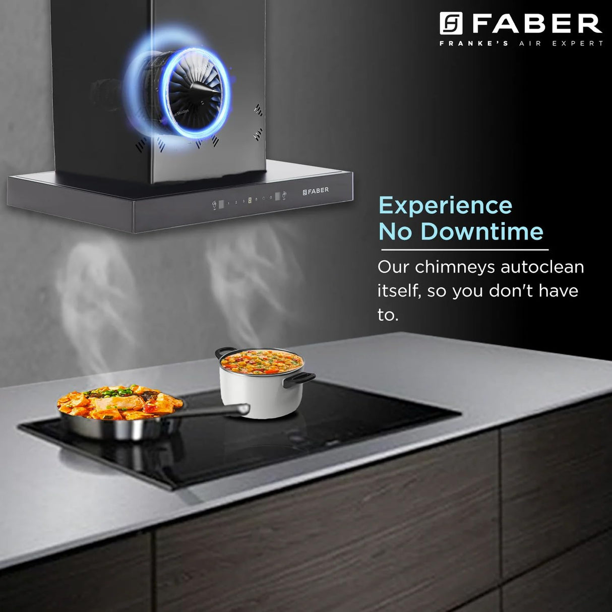 FABER Hood Cygnus IN 3D HC SC FL BK 60cm 1350m3/hr Ducted Auto Clean Wall Mounted Chimney with Odor Sensor (Black) (OPENBOX)