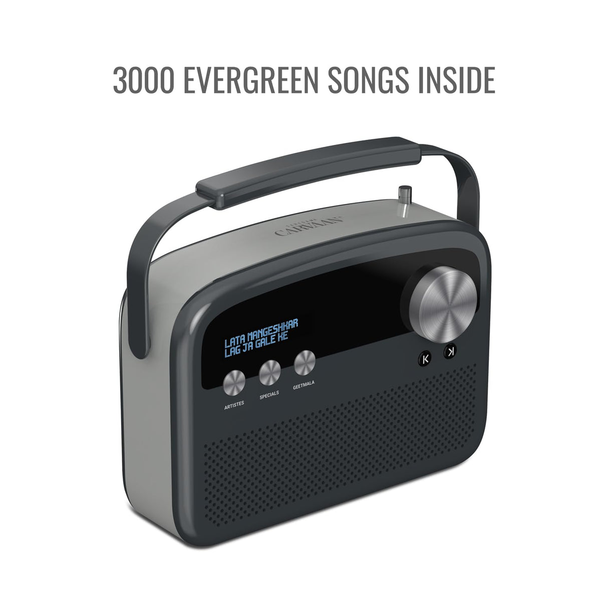 Saregama Carvaan Lite Hindi - Portable Music Player with 3000 Pre-Loaded Evergreen Songs, FM/BT/AUX (Graphite Grey) (OPENBOX)