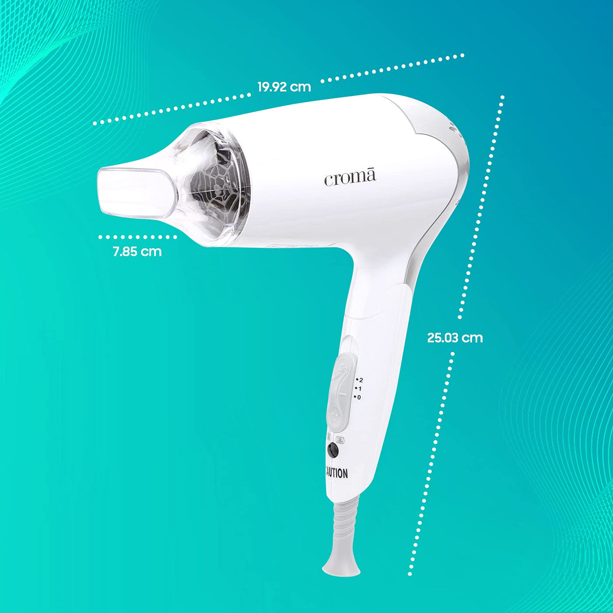 Croma 1200W Dual Voltage, Foldable Hair Dryer with 2 speed Settings (CRAH4056, Grey & White) (OPENBOX)