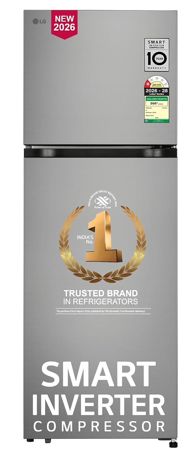 LG 251 L, 1 Star, Frost-Free Smart Inverter Double Door Refrigerator with Smart Mode (GLT2516WWPZ, Shiny Steel, Multi Air Flow Cooling with Max Fresh Zone, 2026 Model)-OPEN BOX