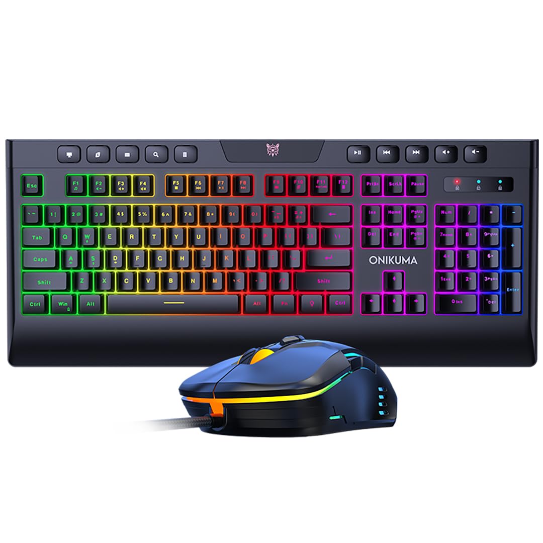 ONIKUMA G21 Plus Wired Gaming Keyboard & Mouse Combo (6400 DPI Adjustable, Waterproof Splash Design, Black) (OPENBOX)