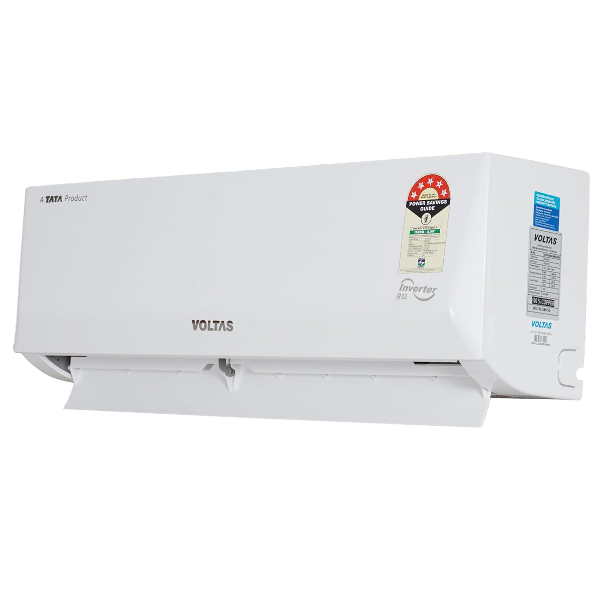 Voltas 1 Ton 5 Star, Inverter Split AC(Copper, 5-in-1 Adjustable Mode, Anti-dust Filter, 2023 Model, 125V Vertis Emerald Marvel, White) (OPENBOX)