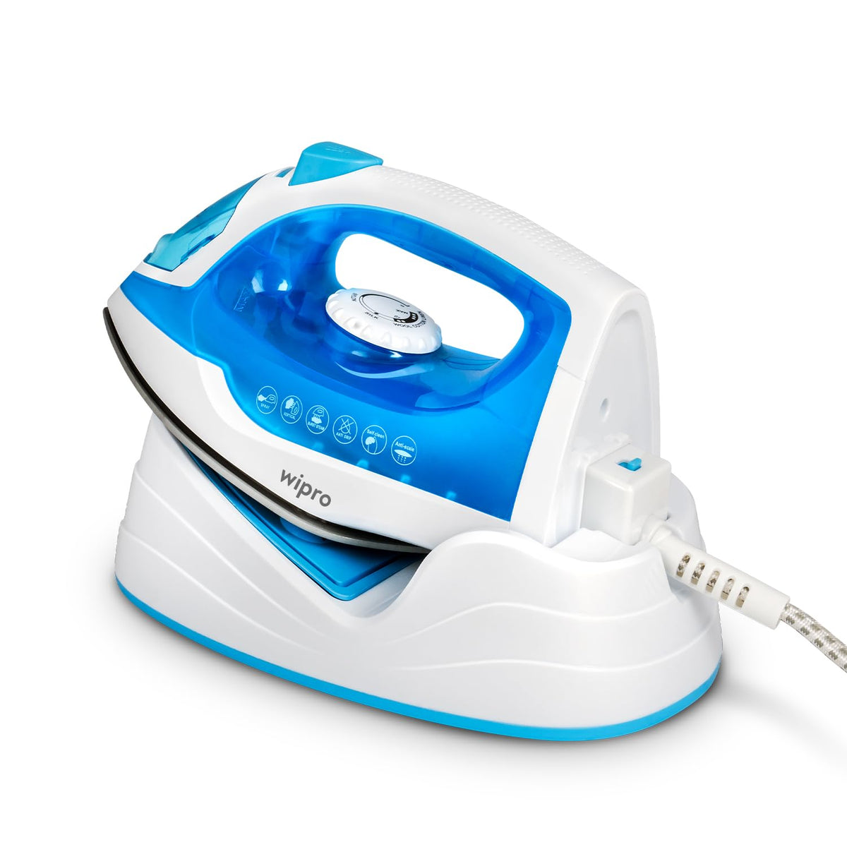 wipro Elato Gs206 2In1 Cord Plus Cordless Steam Iron|Dry&Steam Iron|1250 Watts|Scratch Resistant Ceramic Soleplate|Vertical&Horizontal Steaming|Anti Calc|Anti Drip|Autoclean Tech- OPEN BOX